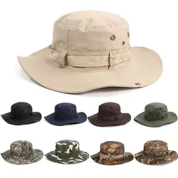 Outdoor Hiking Men's Solid Sun Visor Hat Bucket Hat Cargo Safari Bush Army Boonie Summer Jungle Camping Fishing Cap