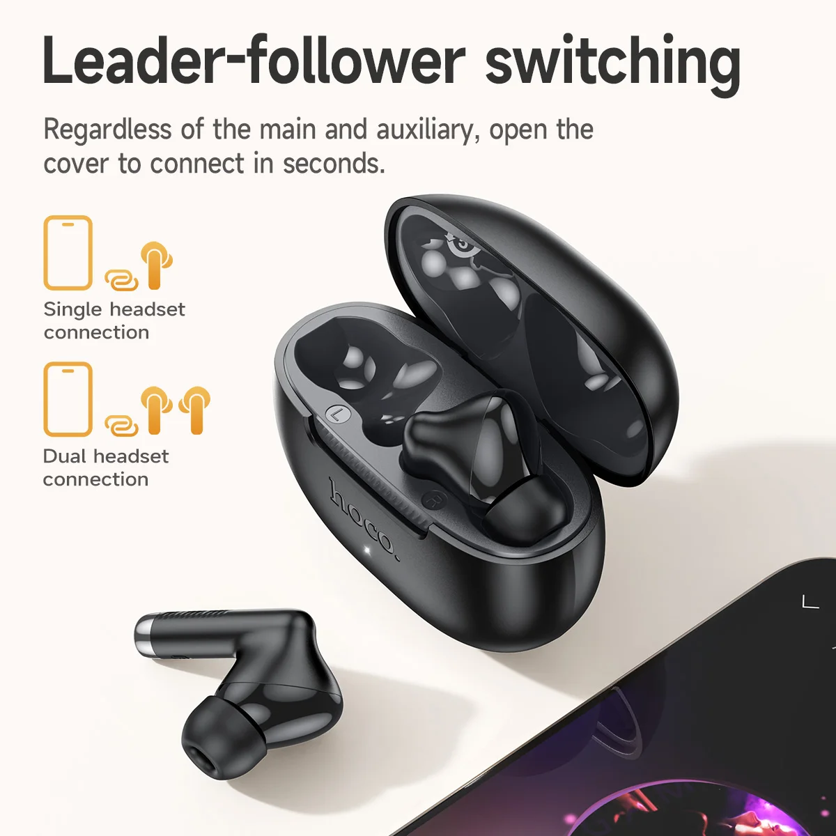HOCO EQ24 Bluetooth 5.4 Earphones Wireless Headsets Sports Headphones For Mobile Phone In Ear Hifi Sounds Quality Stereo Earbuds view 5