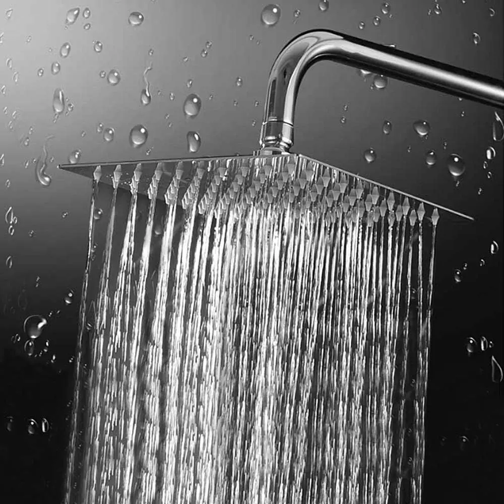 Stainless Steel Rainfall Shower Head 8/10/12inch Top Spray Square Shower Head High Flow Ultra-Thin Powerful Bathroom Shower Head