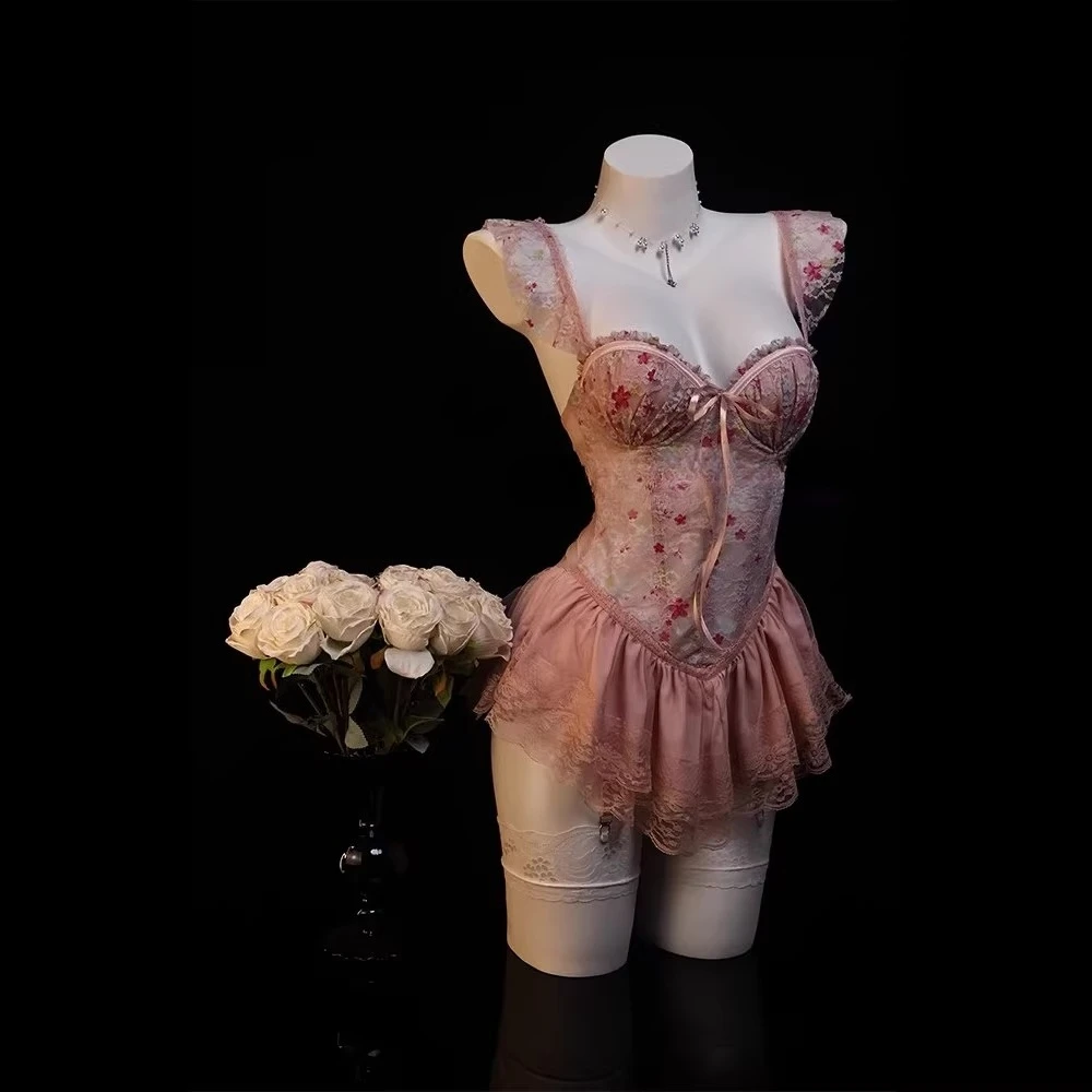 

2025 New Floral Sexy Nightdress Lace Perspective Sweet Underwear Mood Temptation Pure Desire