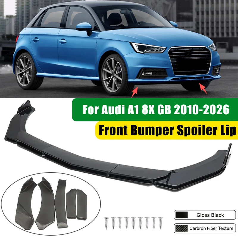 For Audi A1 8X GB 2010-2026 5Pcs ABS Car Front Bumper Lip Spoiler Splitter Body Kit Canard Tuning Accessories
