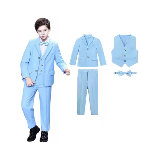 Flower Boys Sky Blue Spring Formal Evening Ceremony Costume Children Photography Suit Gentleman Kids Birthday Wedding Dress