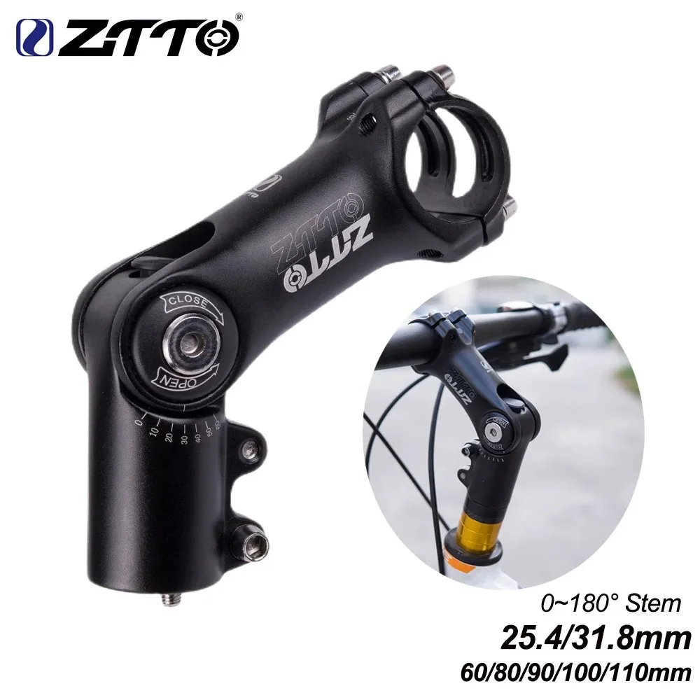 Bike Adjustable Stem 0~180 Degree Riser Extender 31.8/25.4mm Handlebar Stems 60 80 90 100 110mm For XC MTB Mountain Road Bicycle