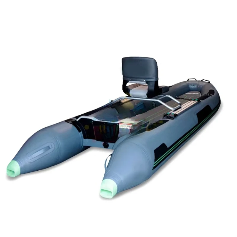 

Green Black Inflatable Raft Fashion Style Zodiac Batao Vertical Head Aluminum Hyperion Ribs Inflatable Fishing Boat with Motor