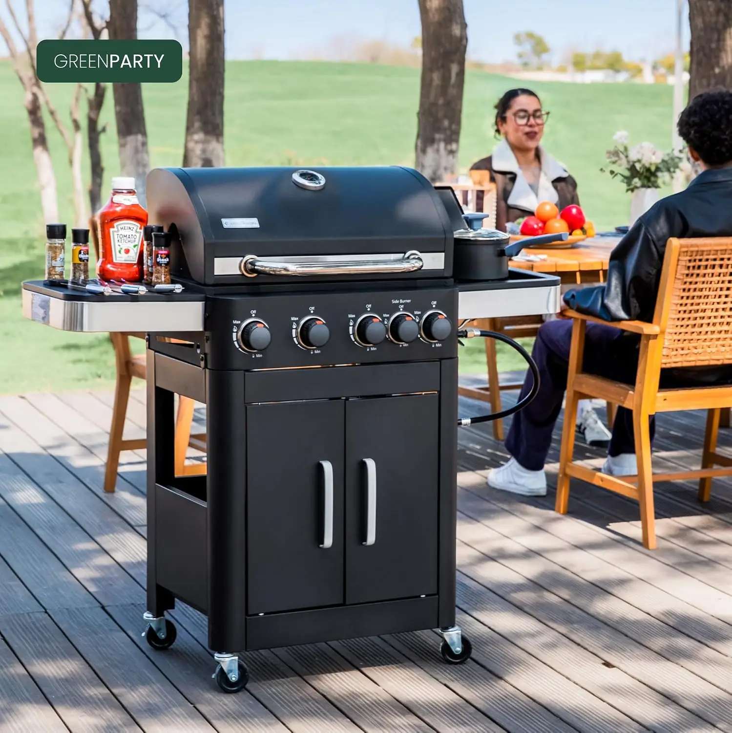 2 in 1 Propane Gas Griddle Grill Combo with Side Burner for Outdoor Cooking
