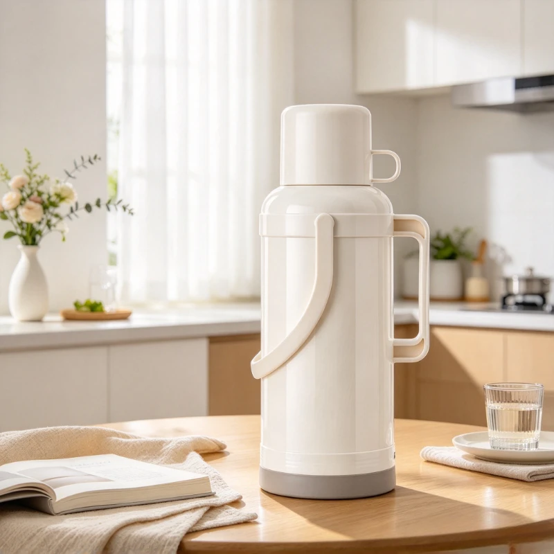 3.2L Glass Lined Thermal Carafe, Double Wall Hot Water Flask with 72H Heat Retention, Sealed Lid for Home Student Daily Use