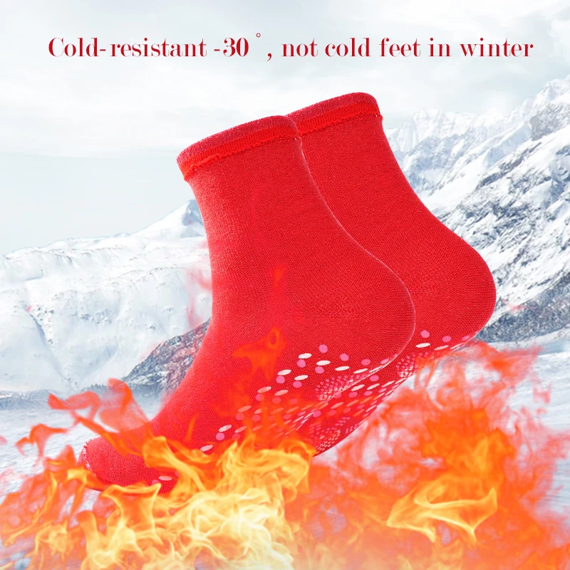 2 Pairs/Lot Winter Massage Pression Medium Tube Comfortable Self-heating Magnetic Mens Socks Self Heated Snow Warm Couple Sock