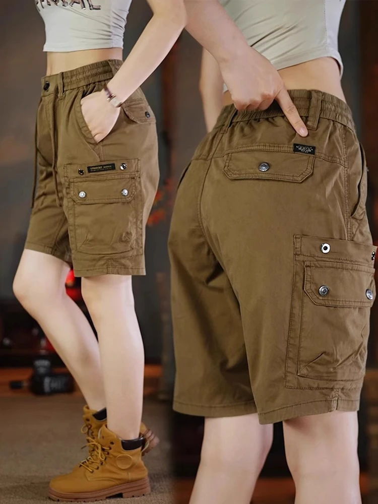 

American Workwear ort Pants Men's Multiple kets Trendy Brand Summer Thin Loose Casual Straight Five-Quarter Pants