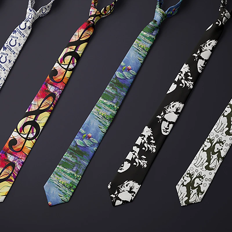 High Quality New Fashion Classic Slim Fashion Men's Tie Casual Skinny Music Printed Neckties Festival Business Party Gift