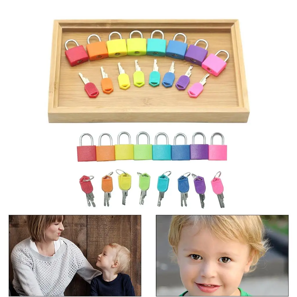 Jeu de serrures de jeux assortis, 8 pièces, jeu de serrures et de clés, jouets de couleur