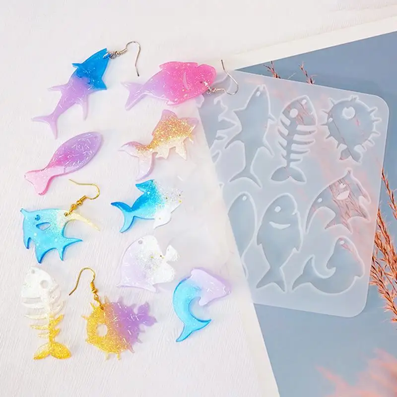 DIY Epoxy Resin Mold Ocean Wind Series Pendant Silicone Mold Conch Shell Dolphin DIY UV Epoxy Resin Mould Jewelry Making Tools