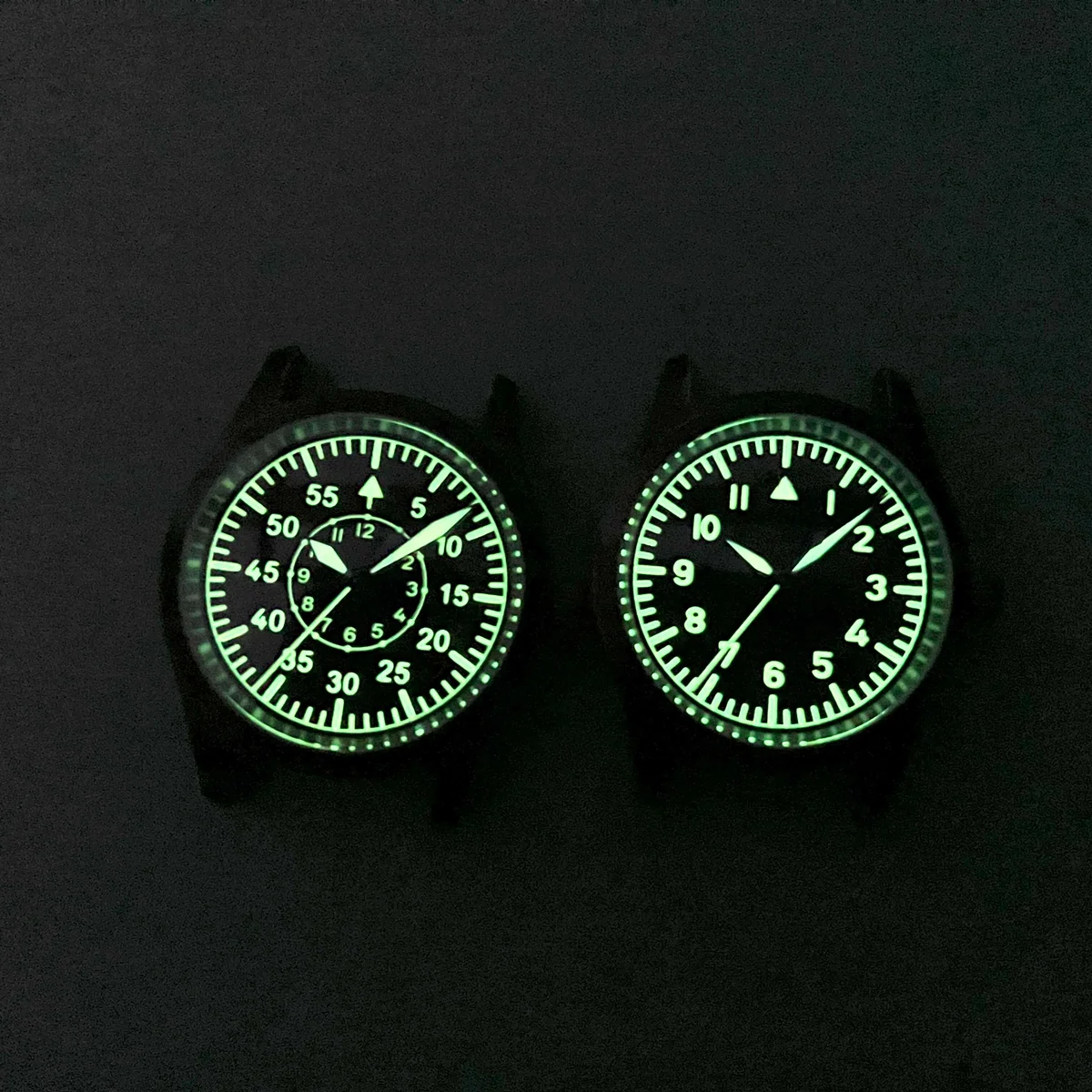 1948 orologio da pilota con movimento al quarzo VH31 escapement timefi3 con tipo A o tipo B fai la vecchia custodia nera da 38mm impermeabile con