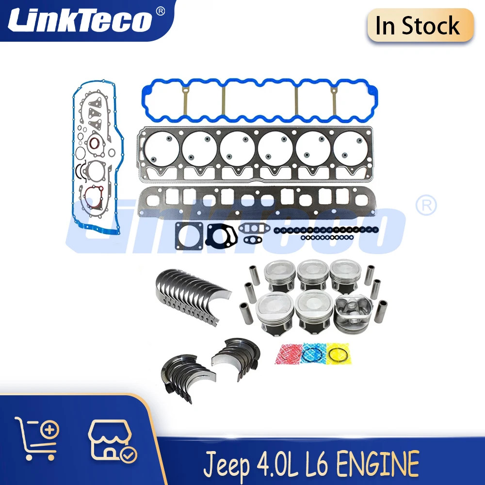 Engine Parts Full Gasket Set Main Connecting Rod Bearing Piston Kit Fit 4.0 L Gas ERH For Jeep Cherokee Wrangler 4.0L L6 96-06