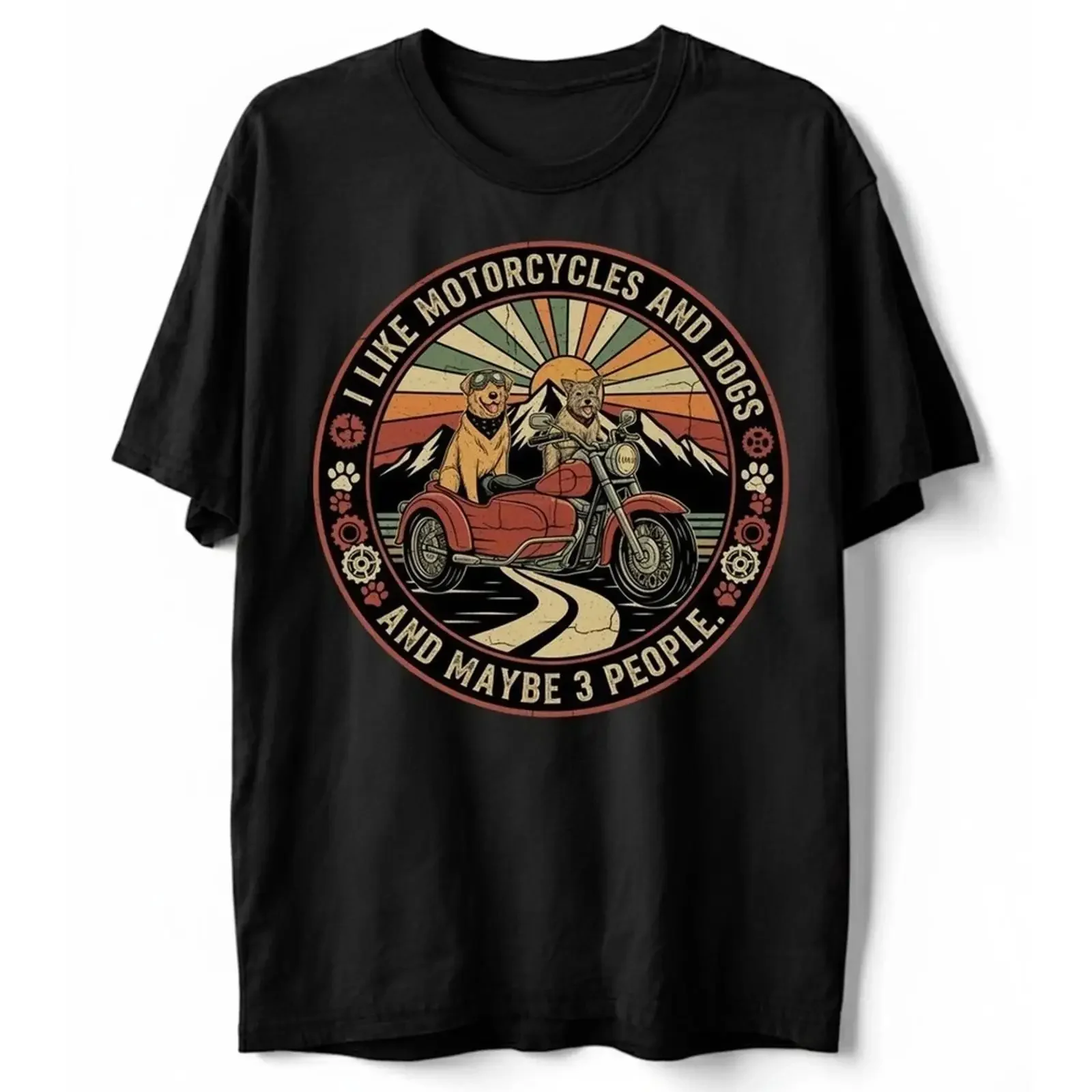 T Shirt Hund Motorrad Beiwagen Humor Retro Größe S 3XL vintage Washed designer clothes graphic Comfortable Versatile