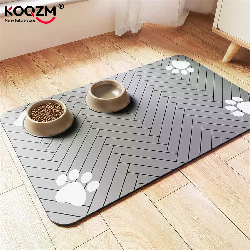 Diatomaceous Mud Absorbent Pet Placemat For Food And Water Bowl With Waterproof Quick-Dry Rubber Backing Non-Slip Home Pet Mat