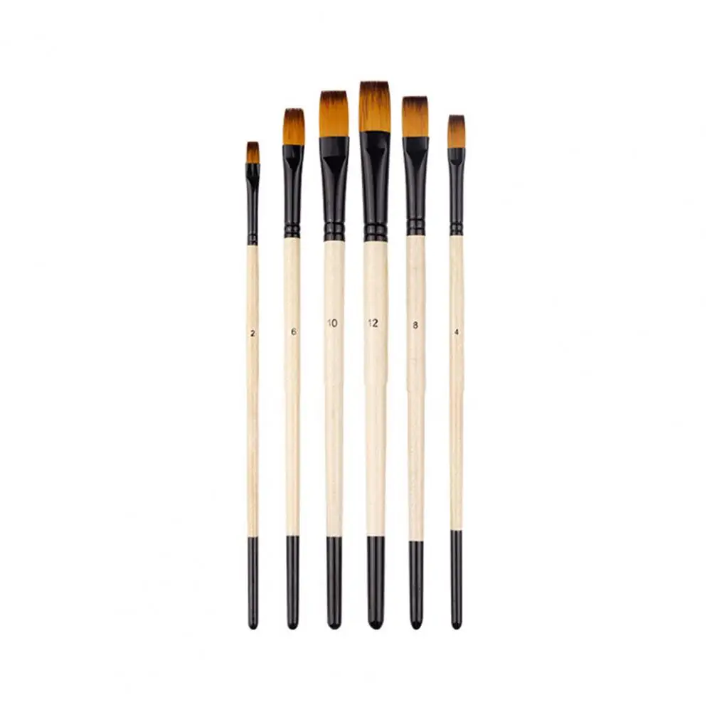 6Pcs/Set  Watercolor Paint Brushes Durable Soft Nylon Bristle Pens Painting Brushes High Tenacity Reusable Paint Brushes