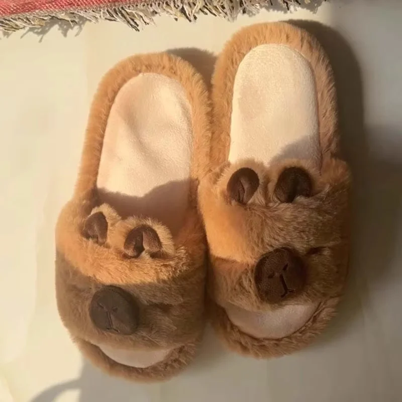 Sandal Kapibara Katun Kartun Lucu Sandal Rumah Musim Gugur Trendi Kawaii Wanita Sepatu Dalam Ruangan Kasual Fashion Sandal Gadis Hadiah