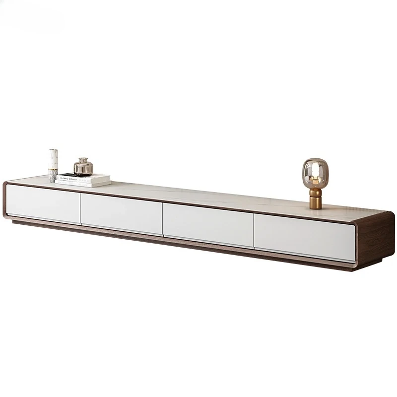 

rock slab TV cabinet coffee table combination Nordic minimalist floor cabinet size apartment walnut modern simplicity