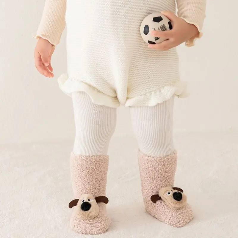 5 Colors Winter Baby Walking Socks with Anti-slip Dots Toddler Girls Floor Socks Newborn Boys Warm Cartoon Sock 0-3Y