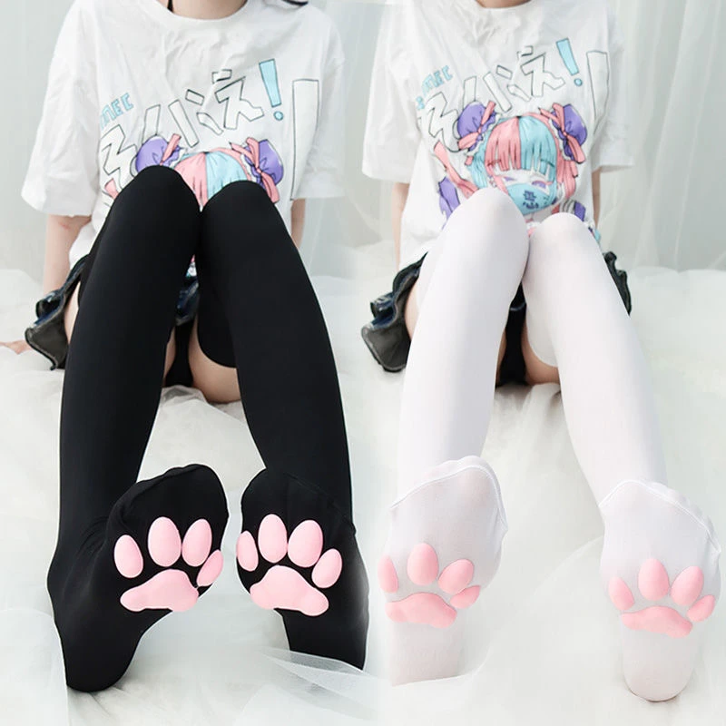 

Kawaii 3D Cat Paw Thigh High Socks for Women Girls Cute Maid Lolita Cosplay Cat Claw Beanies JK Socks Pawpads Socks