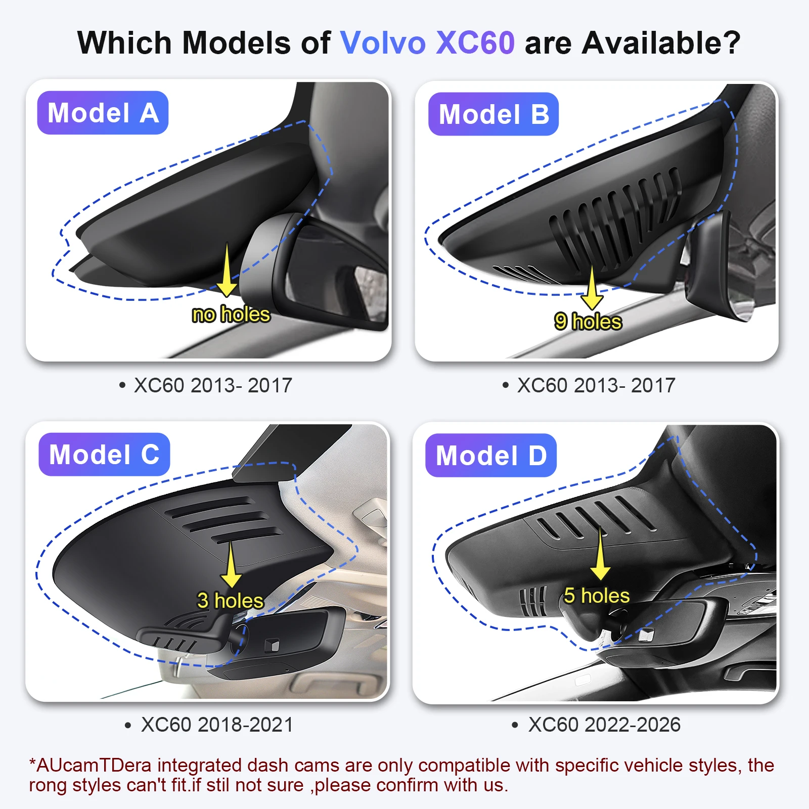 AUcamTOera WiFi & APP GPS Car DVR 4K Dash Cam For Volvo XC60 (2013-2026) & Volvo XC90 (2016-2026) Dash Car Camera Plug and Play