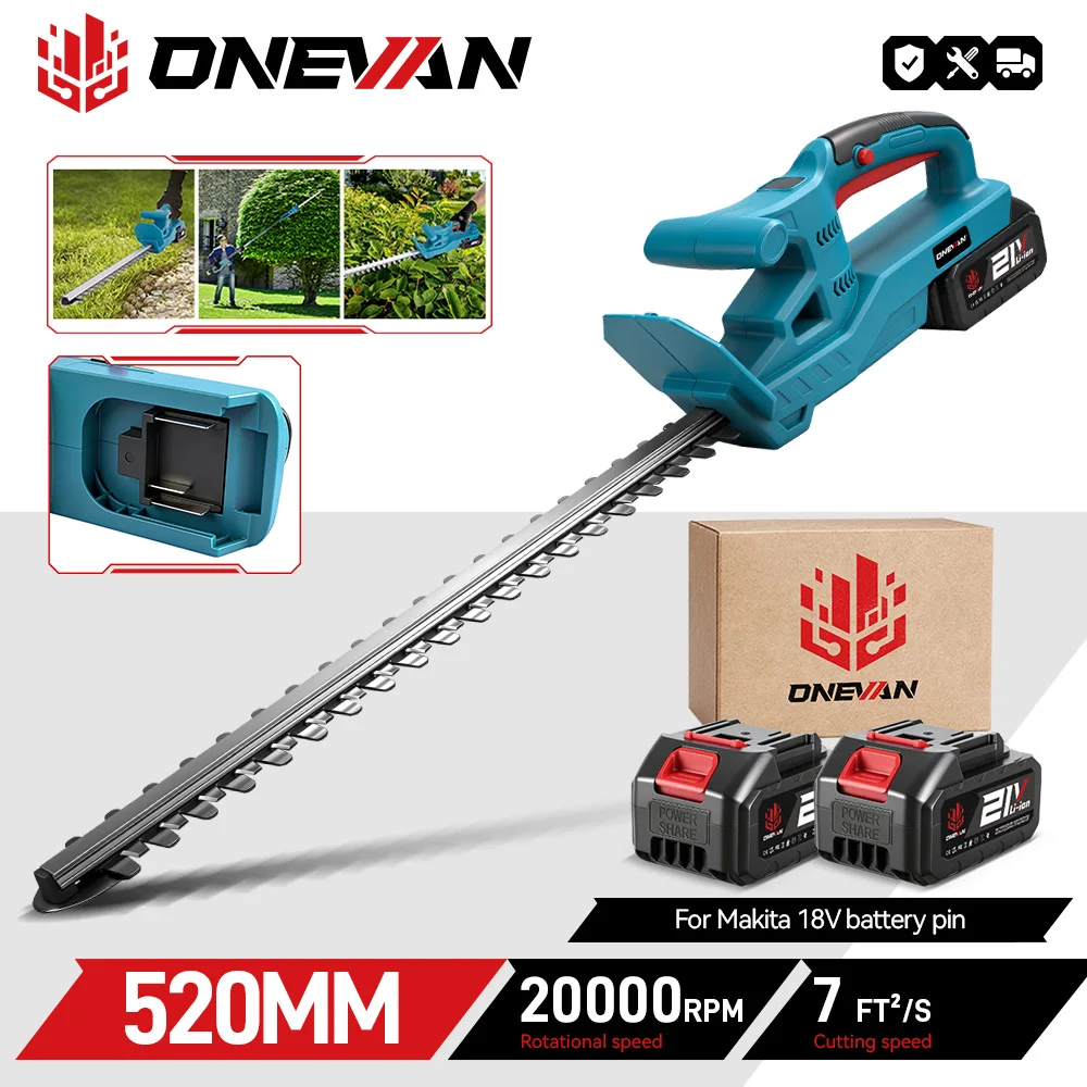 ONEVAN 3000 W elektrischer Heckenschere, 20 Zoll, 20.000 U/min, Rasenmäher, Landschaftsbau, Heckenschere, Garten-Lithium-Ionen-Akku, Elektrowerkzeug