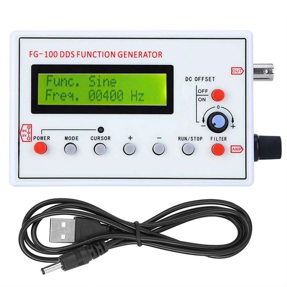 ABKW-FG-100 DDS Function Signal Generator Frequency Counter 1Hz - 500Khz Sine+Square+Triple-Cornered Waveform