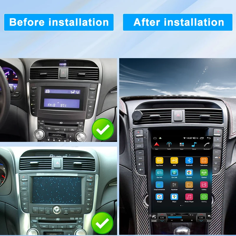 Android 14 for TL 2004-2008 Car Radio Multimedia Video Player Stereo, 12.1-inch Android Navigation Carplay