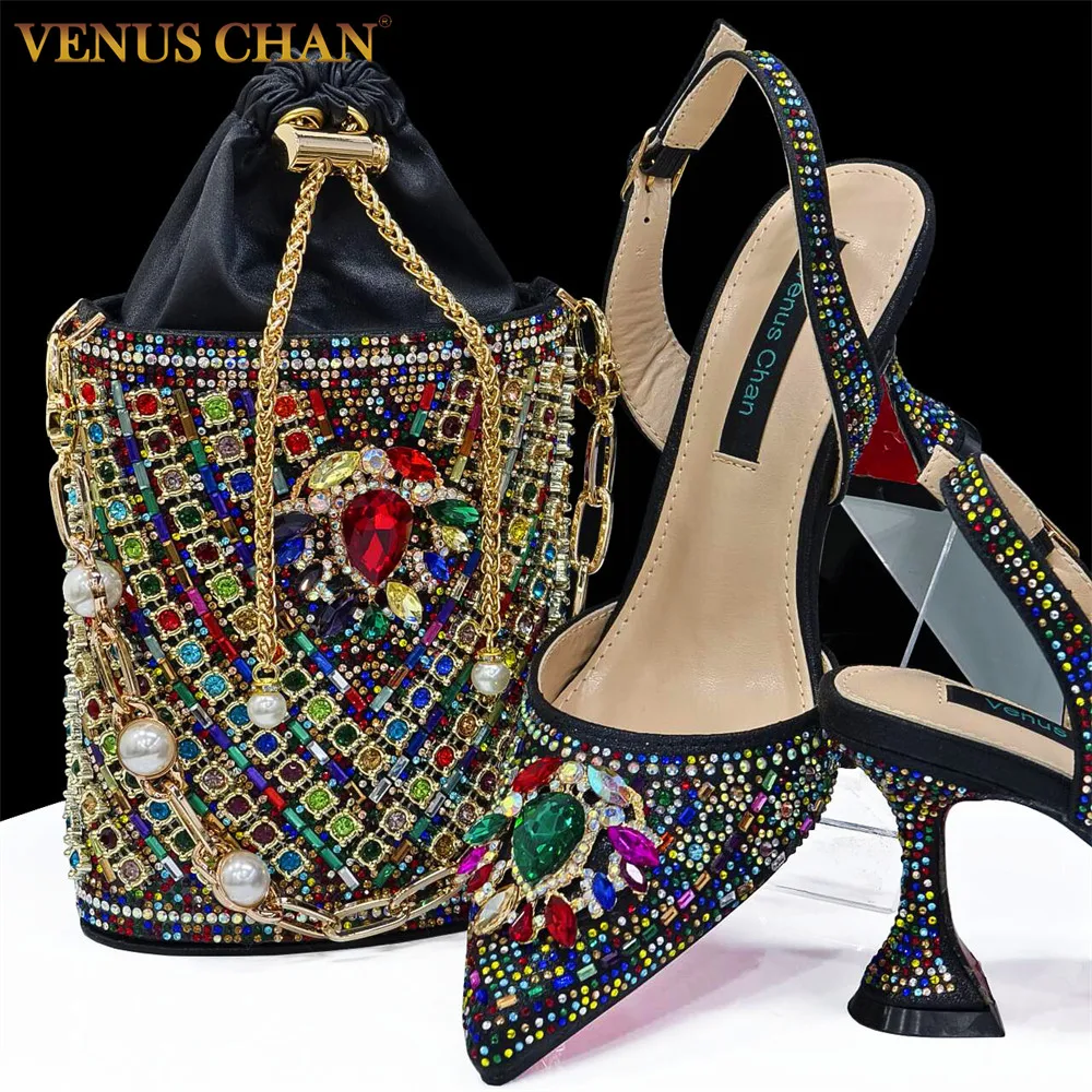 Venus Chan Rainbow Color High Heels for Ladies Popular Design African Ladies Shoes and Bag Set INS Style Elegant 2024 Newest