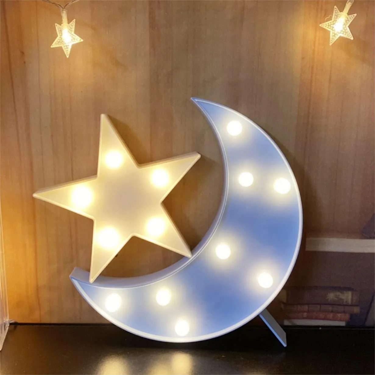 

Moon and Star Night Light, Cute LED Nursery Lamp for Kids Room Decor, Battery Operated Wall Hanging Sign