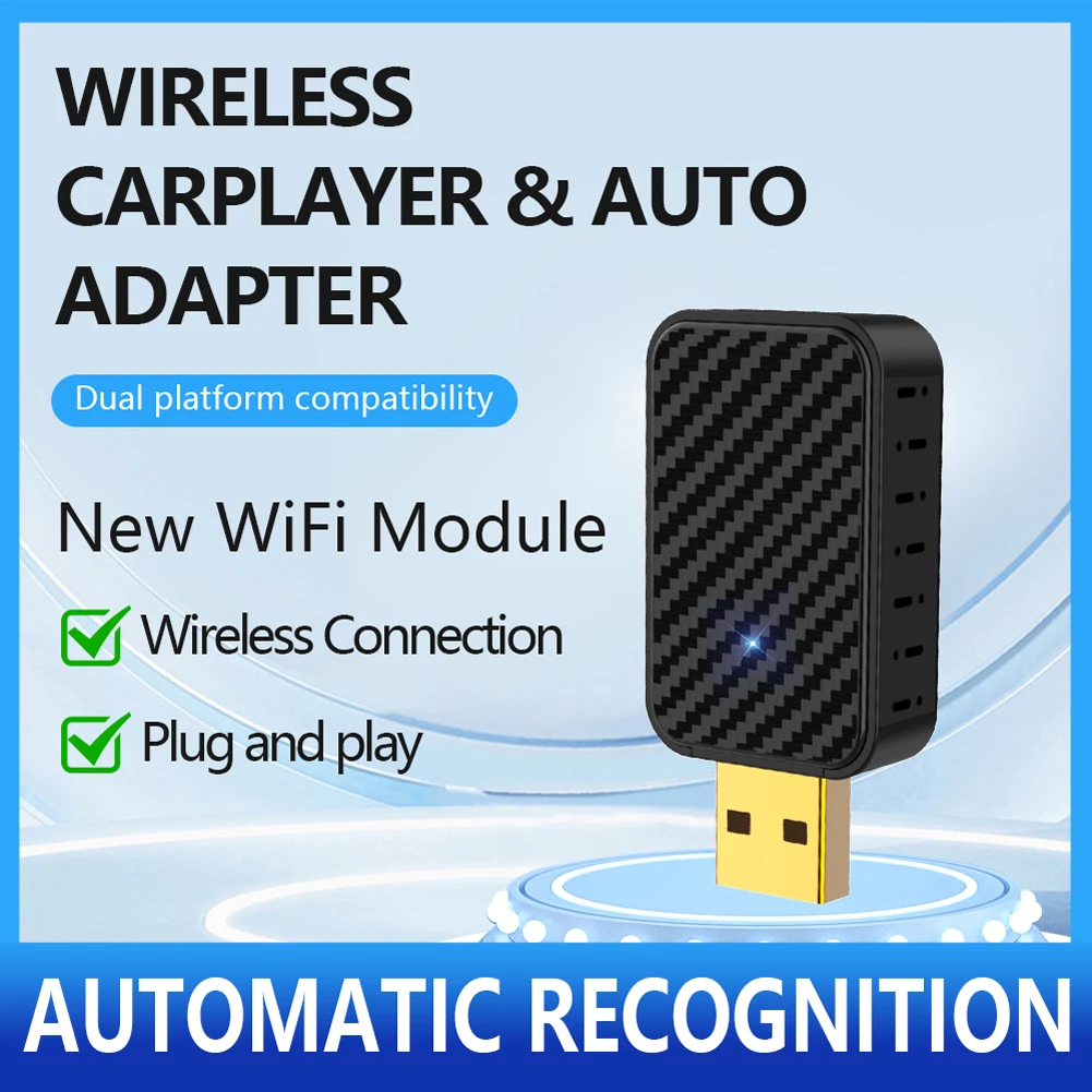 Wired To Wireless Carplay & Android Auto Mini Adapter Bluetooth-Compatible 5.0 Auto Connect for Wired CarPlay Android Auto Cars