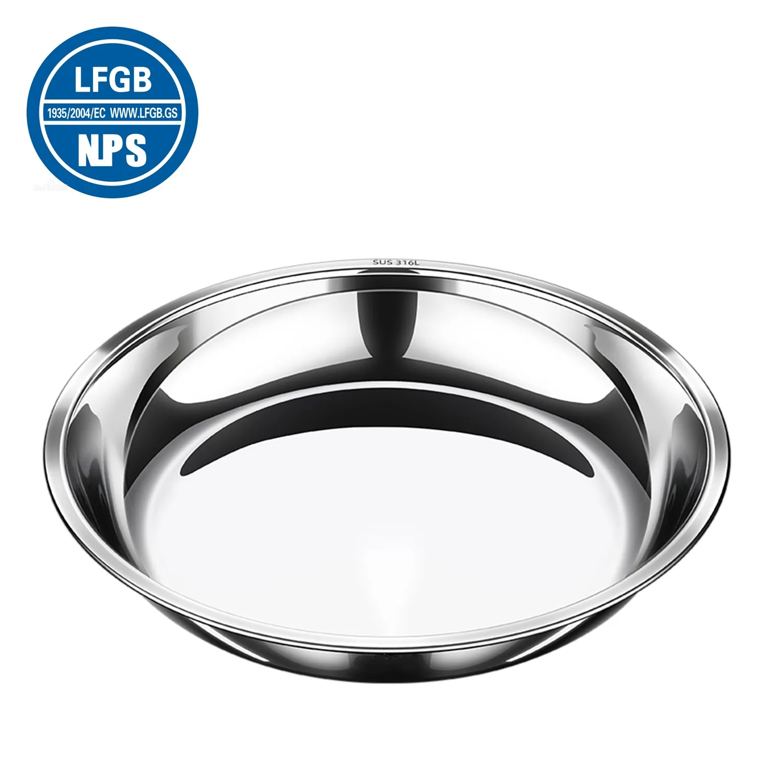 

LFGB Certificated 316L Stainless Steel Plate 99.9% Anti-bacterial Tableware DIsh Fall Resistant Food Container for Family Dining