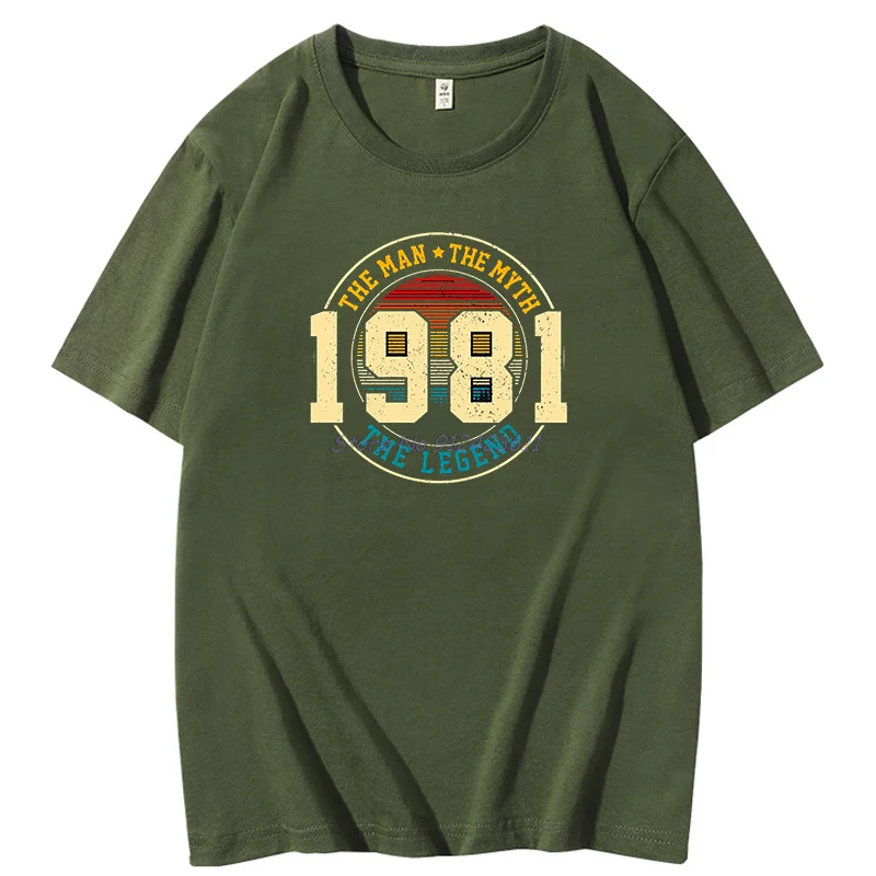 Vintage Legend 1981 T Shirt For Men Birthday Gift Tshirts Cotton Graphic T Shirts Tee Top Summer Harajuku Men's Clothing