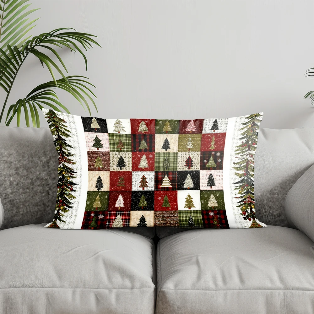 ديكور المنزل شجرة عيد الميلاد غطاء وسادة الأزهار مناسبة ل أريكة غرفة نوم غطاء وسادة السيارة وسادة مستطيلة الظهر #4
