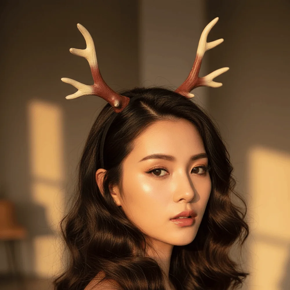 Lightweight Deer Antler Headband Realistic Antler Texture Comfortable To Wear Halloween Hair Hoop Detachable