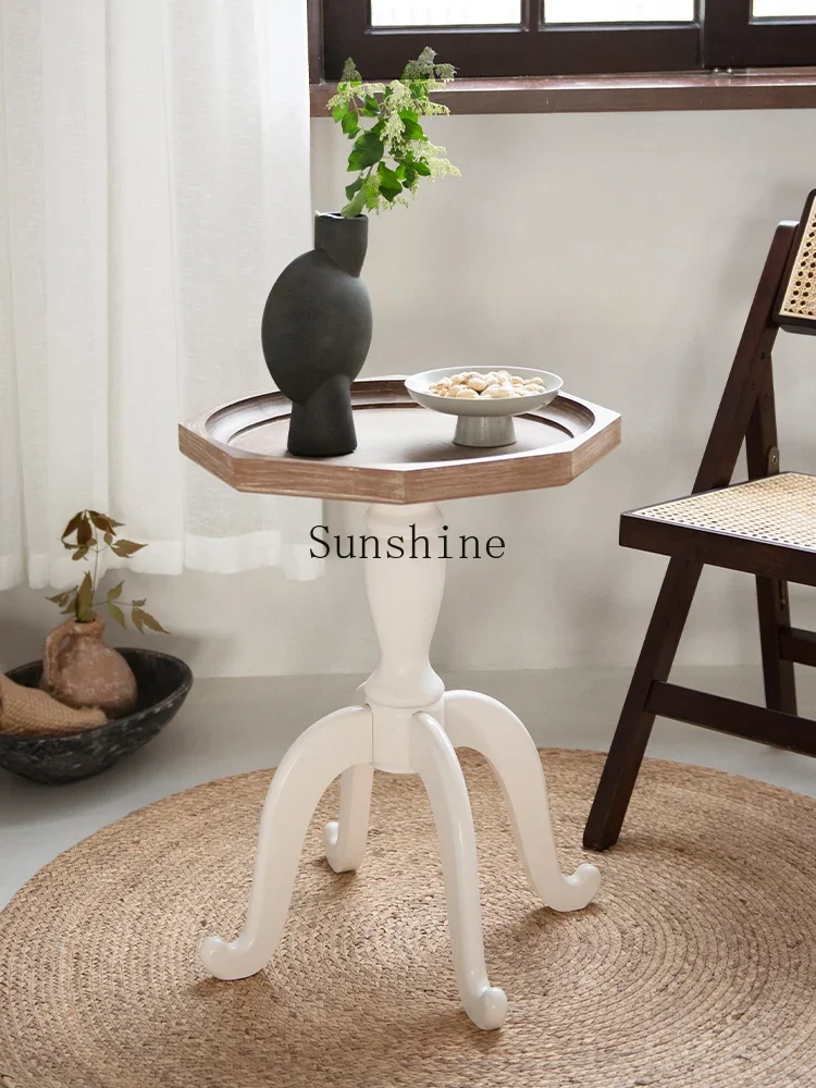 Amerikanisches Retro-Sofa, kreativer leichter Luxus-Wohnzimmer-Couchtisch, französischer Nachttisch aus Holz