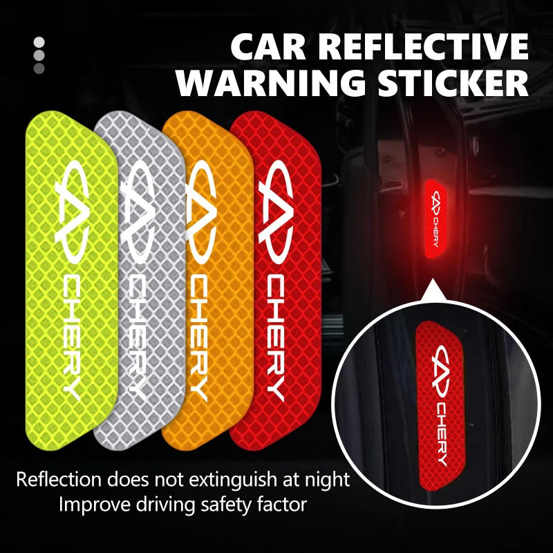 4Pcs Night Safety Anti-collision Reflective Stickers For Chery Tiggo7 Tiggo8 Pro Tiggo9 Omoda5 Omoda C5 Jaecoo J7 Car Door Warni