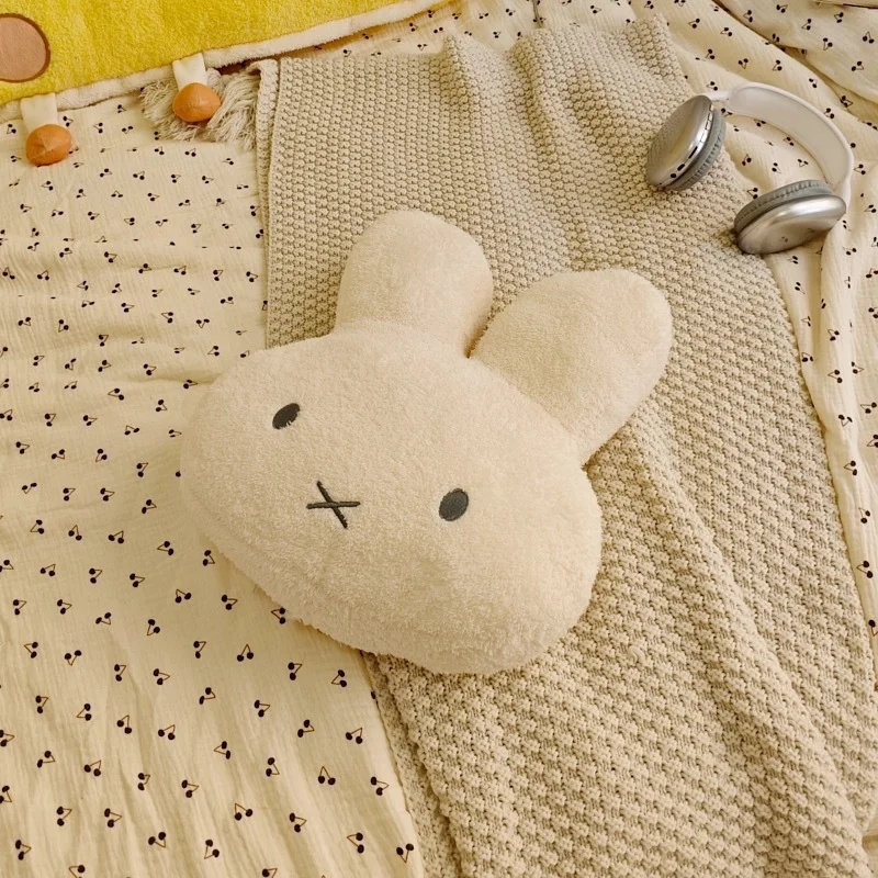 Kawaii Miffy Cartoon Rabbit Plush Pillow Cute Sofa Cushion for Girl's Bedroom Simple Household Decor Girl Festival Gift