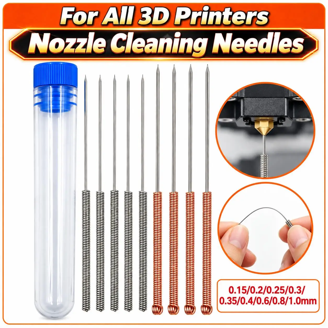 3D Printer Tools Stainless Steel Nozzle Cleaning Needles E3D V6 CR10 MK8 Creator 5 Drills Hotend Cleaner For Ender 3 V2 Parts