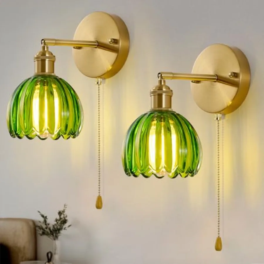 

Винтажные настенные светильники с выключателем, регулируемые на 180 градусов, с проводным подключением, современные настенные светильники со стеклянным плафоном для спальни