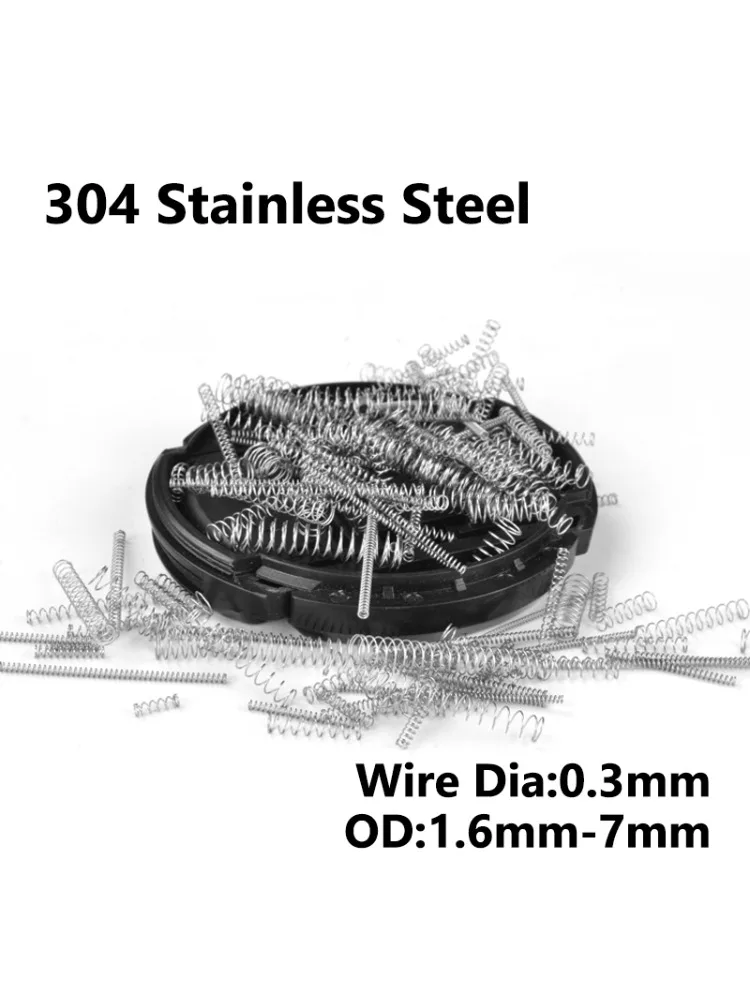 304 acier inoxydable OD: 1.6mm-7mm Micro petit fil de ressort de Compression de retour Dia: 0.3mm longueur de ressort de Compression: 5mm-50mm