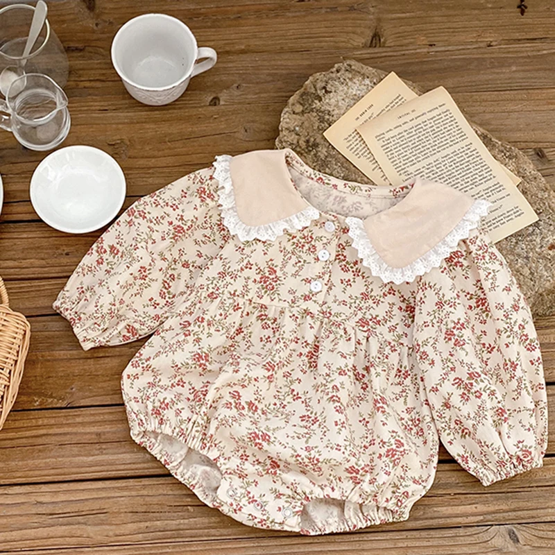 

Autumn Infant Clothes Baby Girls Jumpsuits Long Sleeve Clothes Spring Flower Princess Rompers Newborn Kids Baby Girls Rompers