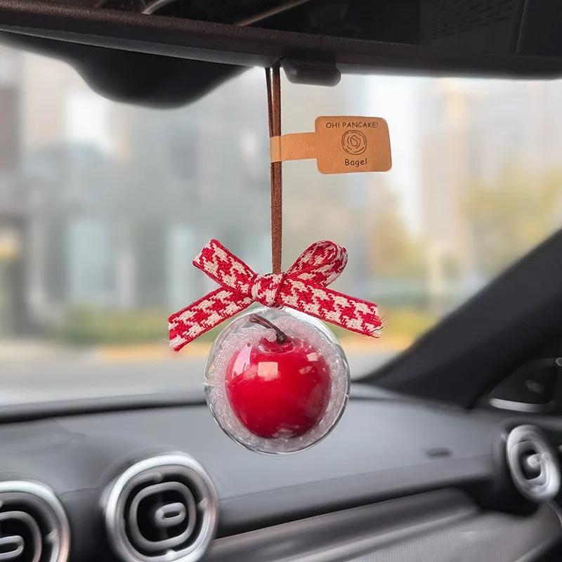 Korean Version Ping An Apple Car Hanging Senior Sense Car Interior Decor Rear-view Mirror Pendant Car Hanging Christmas Gift New