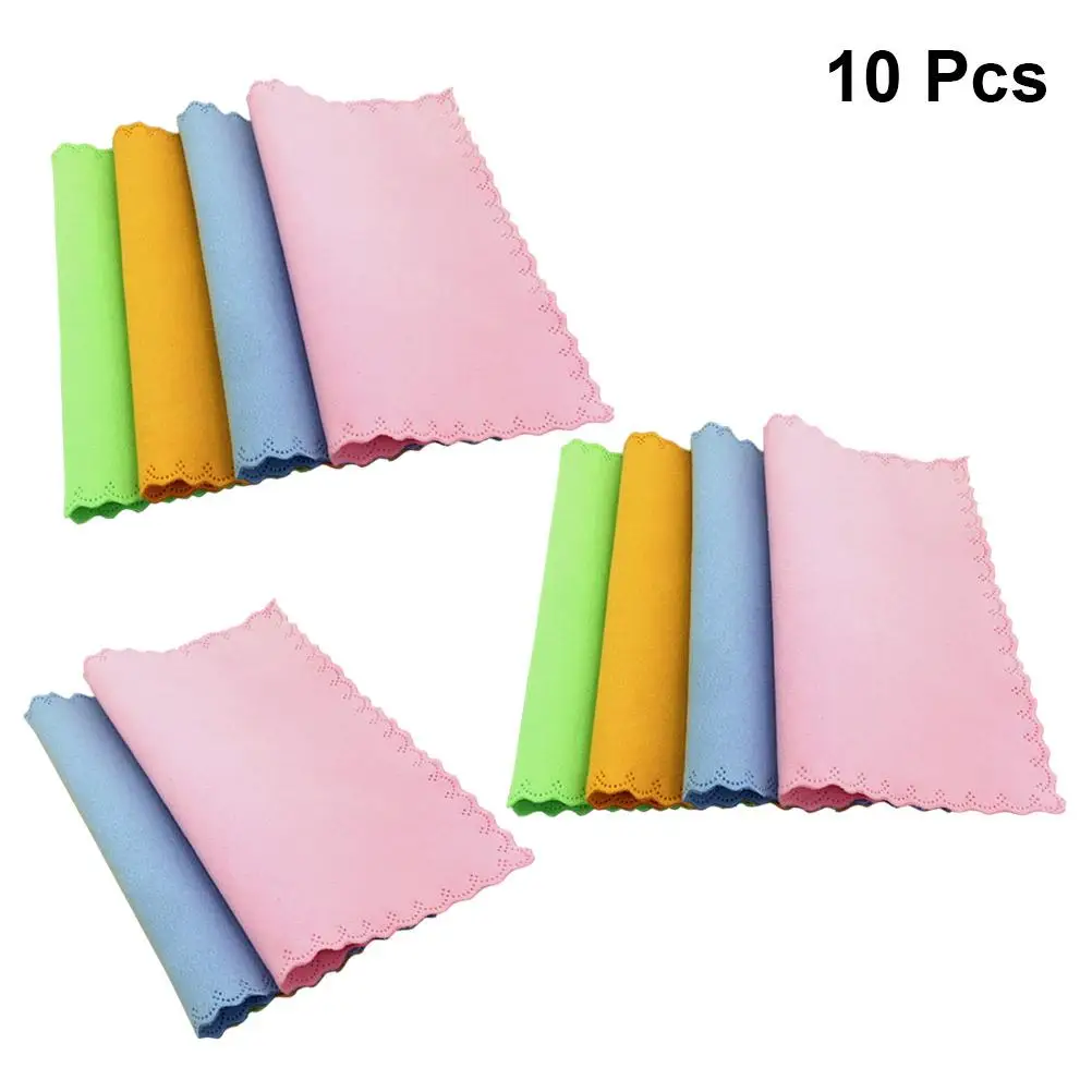 

10 Pcs Cleaning Cloth Scratch Free Quick Drying Microfiber 6x7inches Eyeglasses Lens Watches Jewelry Dust Smudge