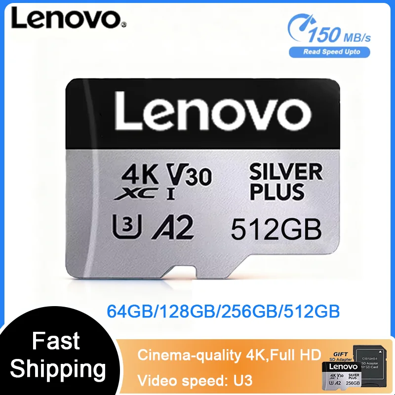 

Lenovo ProPlus SD Memory Card 512GB 128GB 256GB 64GB U3 V30 4K Full Speed TF Flash Cards for Phone Camera XiaoMi Sony