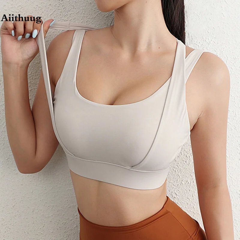 

Aiithuug Sports Bras for Yoga Gym Workout Crop Top Fitness Tops Bounce Control Jogging Bras Push Up Running Top Active Wear