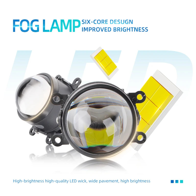 Car Led Fog Lights Universal Version 3000K 6000K White Light High Power 80W Bi Led Projector 12V Fog Lights