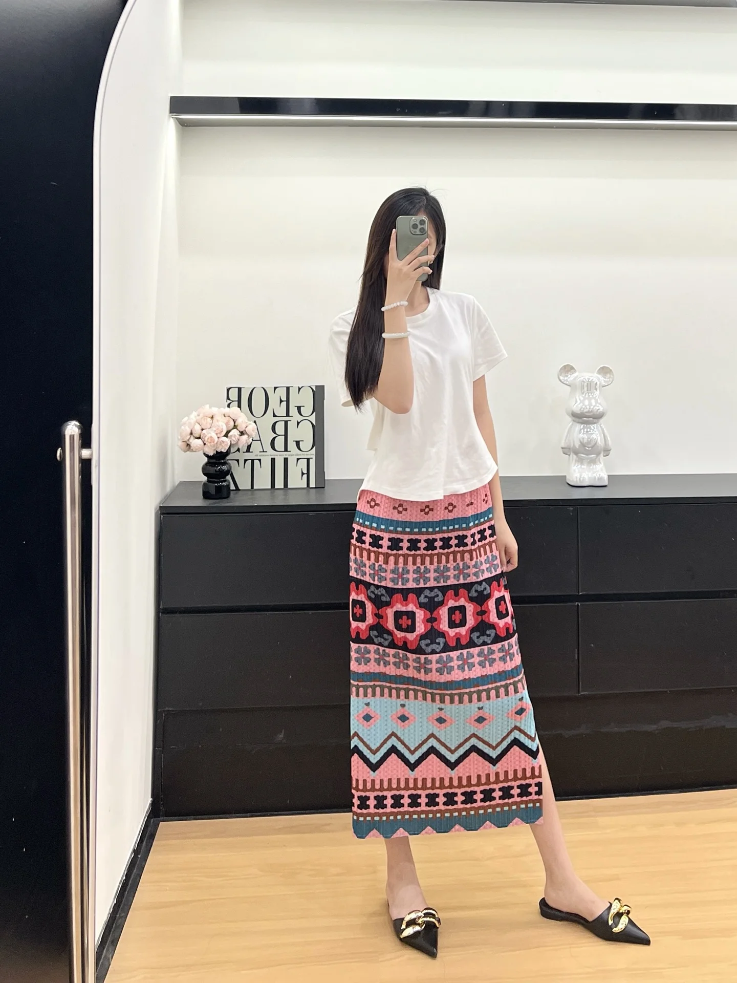 Miyake-falda plisada estampada, novedad de verano 2025, Falda plisada de sensación Premium de alta gama con temperamento