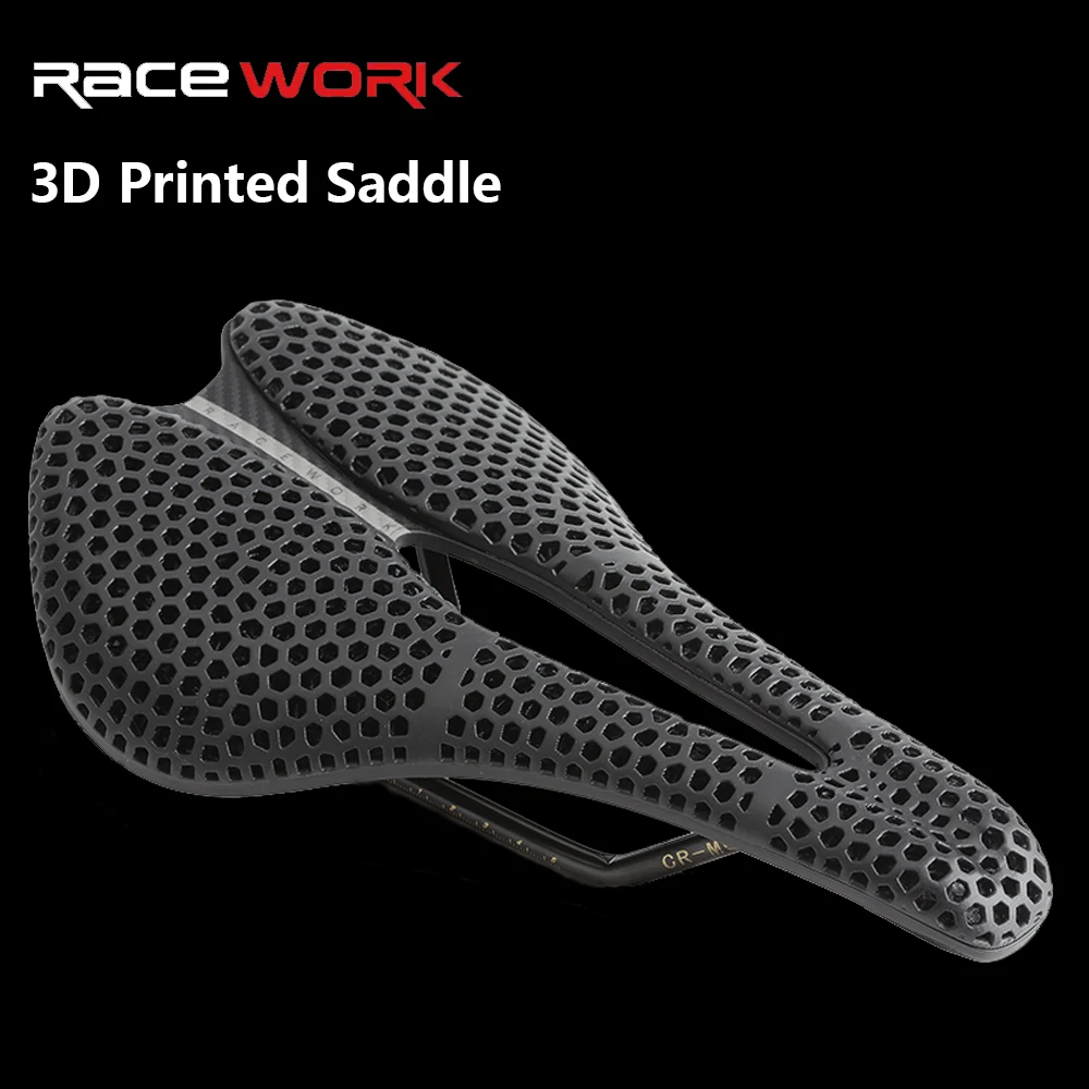 

RACEWORK 3D Printed Bike Saddle Ultralight Hollow Comfortable Breathable Short Nose 250x150mm For MTB Gravel Road Racing Saddle