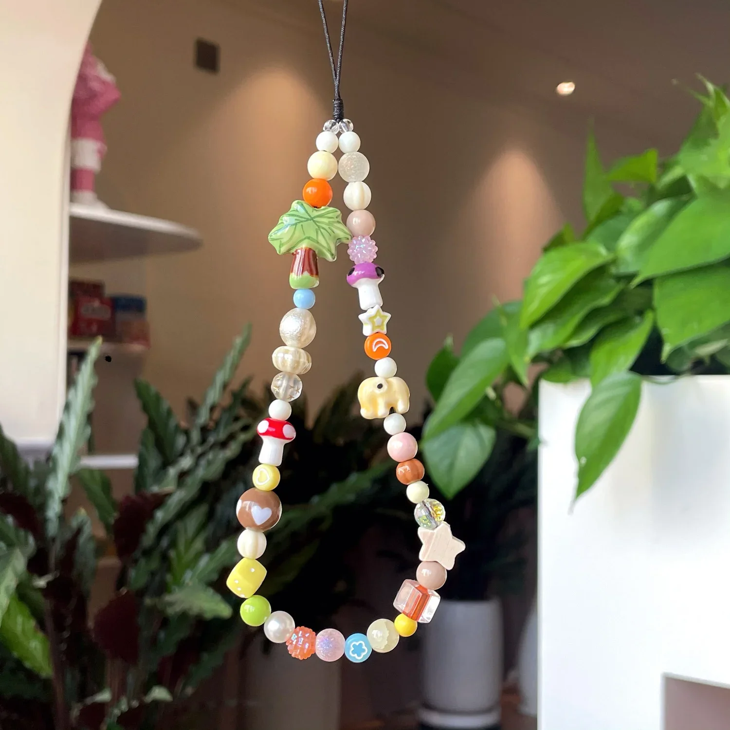 جديد الرياح الاستوائية شجرة جوز الهند نجمة ccd الحبل الملحقات سلسلة معلقة الهاتف المحمول قذيفة الحبل الفيل سلسلة القضية